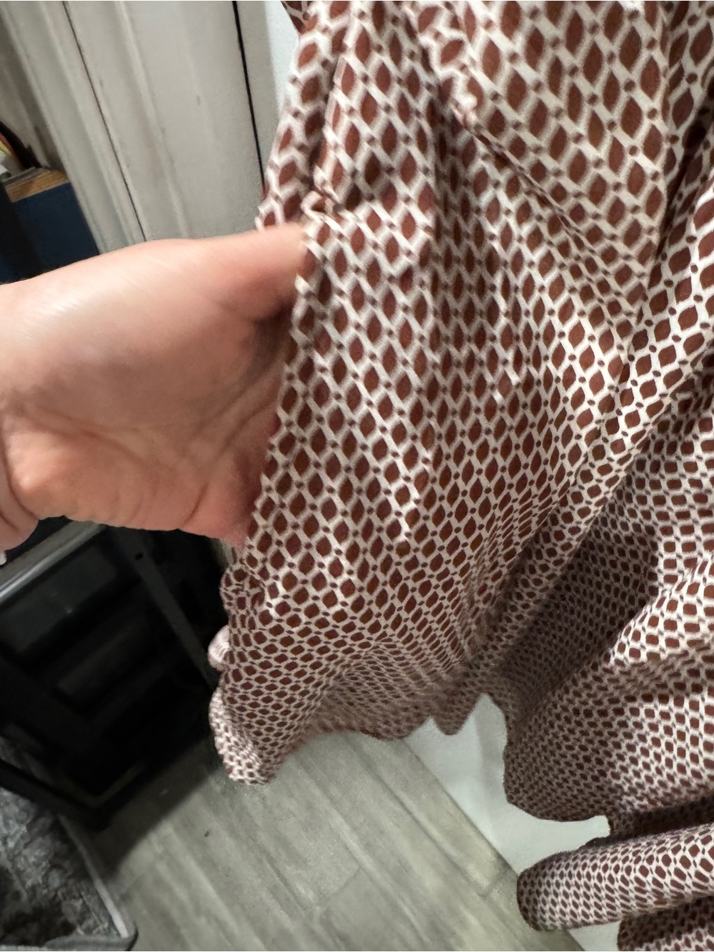 Abercrombie & Fitch Brown/White Printed Long Sleeve Smocked Mini Dress - Picture 3 of 6
